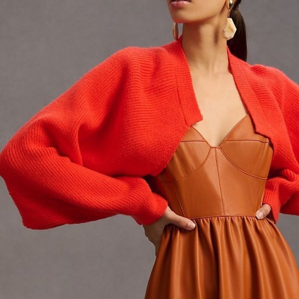 Pilcro Women's Cardigan Bolero Sweater in Gold